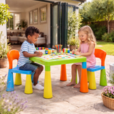 Chunky & Funky Plastic Kid's | Children's Activity Table & 2 Chair Set | Multicoloured