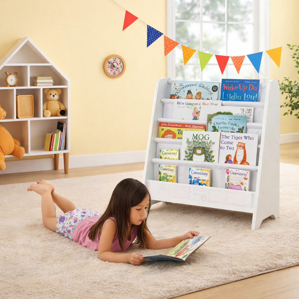 Boekenplank kinderkamer RIJEKA-134 in wit mat, B/H/D: 65/57/42 cm