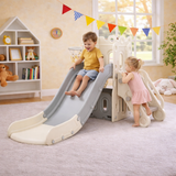 4-in-1 Montessori Slide Set | Basketball Hoop | Indoor or Outdoor | White & Grey | 12m +