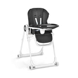 Składane krzesełko do karmienia dziecka z regulacją wysokości | zamykane koła | wyjmowane tace | poduszka | czarny