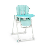 Chaise haute bébé pliante et réglable en hauteur | roues verrouillables | plateaux amovibles | coussin | vert