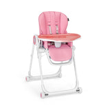 Składane krzesełko do karmienia dziecka z regulacją wysokości | zamykane koła | wyjmowane tace | poduszka | różowy