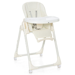 Skladacia nastaviteľná vysoká stolička s 5 polohami sklonu pre dojčatá, batoľatá, béžová