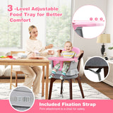6-in-1 Grow-with-me Baby High Chair | 5-Point Harness | Removable Tray | Table with Chair Set | Pink