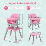 6-in-1 Grow-with-me Baby High Chair | 5-Point Harness | Booster Seat | Table & Chair Set | 2 colour options