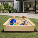 kids garden sand pit square wooden