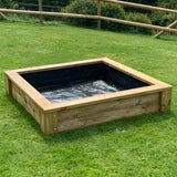 XL Wooden Sand Pit for Kids | Pressure-Treated Outdoor Sandpit with Permeable Liner | 1.4 × 1.4 m