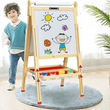 Montessori Height Adjustable Eco Wood Easel | Whiteboard, Blackboard | Paper Roll | Paint Pots | Chalks and Magnets | 3-12 Years