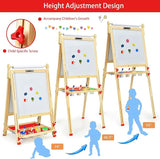 Montessori Height Adjustable Eco Wood Easel | Whiteboard, Blackboard | Paper Roll | Paint Pots | Chalks & Magnets | 3-12 Age range