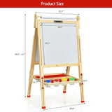 Montessori Height Adjustable Eco Wood Easel | Whiteboard, Blackboard | Paper Roll | Paint Pots | Chalks & Magnets | 3-12 Ages