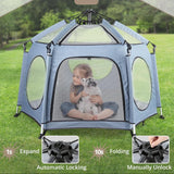 Lightweight foldable baby playpen with sun shade