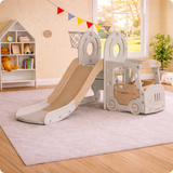 Children's Montessori Play Bus and Slide | Basketball Hoop | Indoor Outdoor | Green or Beige