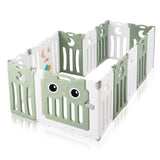 14 Panels Non-Toxic BPA-Free Recyclable Foldable Baby Playpen and Ball Pool | Modular | Sage Green & White