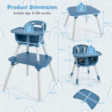 Cadeira alta para bebé com bandeja removível de 2 posições azul