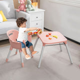 Трансформируемый детский стульчик для кормления со съемной в двух положениях розового цвета