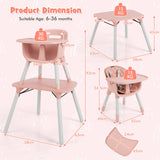 Convertible Baby High Chair with Tray Pink