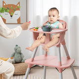 Chaise haute bébé avec plateau amovible 2 positions rose