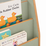 Natural and sage green children’s bookcase ideal for bedrooms and living areas