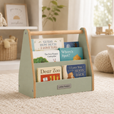 Mini toddler bookshelf with built-in carry handle