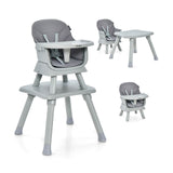 كرسي مرتفع للأطفال متعدد الوظائف 6 في 1 | حزام من 5 نقاط | صينية قابلة للإزالة | رمادي 