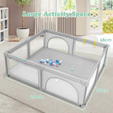 Extra Large Baby Playpen and Ball Pool | Breathable Mesh Fabric | 2m  x 1.86m | Grey