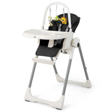Inclinable 4 en 1 | Pliage | Chaise haute pour bébé réglable en hauteur | Barre de jouets | Coussin | Noir