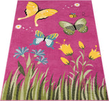 Hypo-allergenic | Non Toxic Children's Rug | Butterflys | Pink | 2 Sizes 