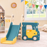 Children's Montessori Play Bus and Slide | Basketball Hoop | Indoor Outdoor | Green or Beige