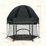 Lightweight Quick Assemble Pop-up Playpen with UV canopy and Mattress | Black | 0m - 36m