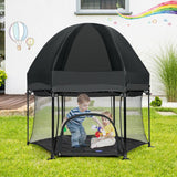 Lightweight Quick Assemble Pop-up Playpen with UV canopy and Mattress | Black and in Light Grey | 0m - 36m
