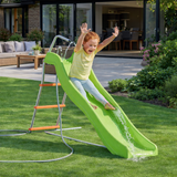 green outdoor kids slide garden
