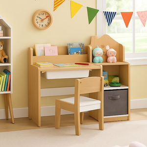 kinderstuhl mit aufbewahrung Holz-Schreibtisch & Stuhl für Kinder mit Stauraum
