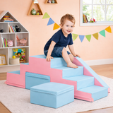 kids soft play climbing blocks pink blue indoor play set
