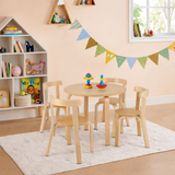 Childrens Eco Poplar & Birch Wood Round Table and 4 Ergonomic Chairs | 4 colour options