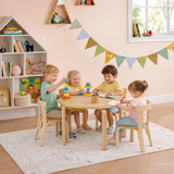 Childrens Eco Poplar & Birch Wood Round Table and 4 Ergonomic Chairs | 4 colour options