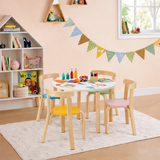 Childrens Eco Poplar & Birch Wood Round Table and 4 Ergonomic Chairs | 4 colour options