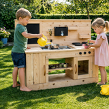 large wooden kids mud kitchen outdoor play
