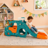 Indoor toddler slide and swing set with crawl tunnel