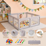 Large Baby Playpen With Mat, 50 Balls & Carry Bag | Breathable Mesh Baby Playpen 0-3 Years