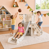 Kids slide with basketball hoop toddler playset

