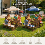 childrens garden picnic bench with cushions
