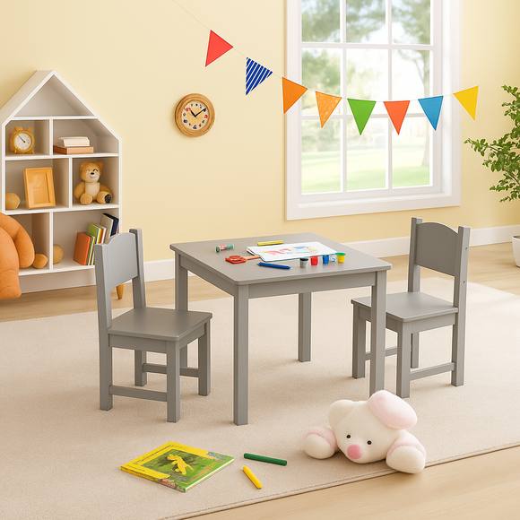 Children's | Kids  Wooden Table and Chairs | White or Grey | 3-8 Years