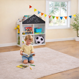 children’s bookcase with blackboard top
