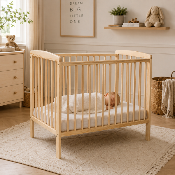 Solid Pine Compact Cot | Space Saving Baby Cot – www.littlehelper