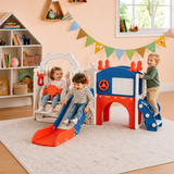 11-in-1 blue and red toddler slide and climbing frame