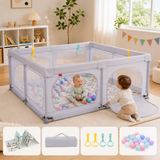 large baby playpen with mat balls and pull up rings