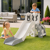 Neutral 5-in-1 toddler slide and climbing frame with basketball hoop and telescope look out