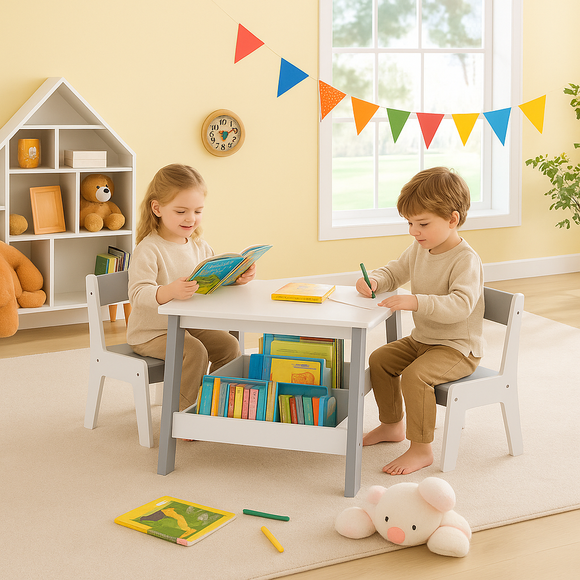 Set Di 2 Sedie Per Bambini - Imbottite, Altezza 32 Cm, In Legno E Plastica, Bianche Per Cameretta - Foto 9