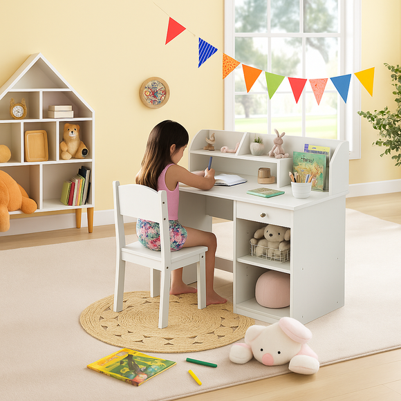 Kinder Tafel & Stoelen Set - Verstelbare Hoogte, Opberglades Kinder Tafel & Stoelen Set - Verstelbare Hoogte, Opberglades