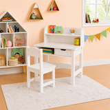 Heavy Duty White Computer Desk with Charging Station | Drawer & Hutch